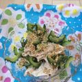 はなはながっぱ's cooksnap of when they made ゴーヤと豚しゃぶの味噌ドレッシングサラダ.