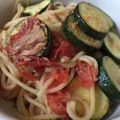 NancyHO's cooksnap of when they made サバ缶とズッキーニのパスタ.