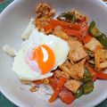 taraking's cooksnap of when they made 豚キャベツのコチュジャン炒め丼.
