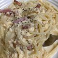 ようこ0519's cooksnap of when they made 簡単絶品本格的♪カルボナーラ温玉のせ.