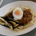 donuts★'s cooksnap of when they made 揚げナスと納豆と温玉ぶっかけ冷やしうどん.