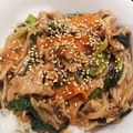 しろくまり☆'s cooksnap of when they made 野菜たっぷり☆小松菜と豚もやし丼☆.