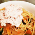 pulque's cooksnap of when they made きのこの和風パスタツナマヨをトッピング.