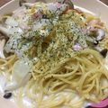 megumintia's cooksnap of when they made ベーコンとしめじのクリームパスタ.