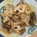 dahlia28's cooksnap of when they made 生姜香る豚肉レンコンゴボウの煮物.