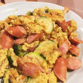 tetoholo2's cooksnap of when they made ☆ズッキーニとソーセージのカレー卵炒め.