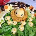 ３匹の大ぶたママ's cooksnap of when they made コラーゲンボールでぷるぷるひよこのデコ鍋.