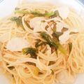 はな♡あや's cooksnap of when they made 鶏むね肉とニラのガーリックパスタ.