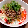 クックM9Z69A☆'s cooksnap of when they made 食べるラー油で作る「ゴマ豆乳坦々うどん」.