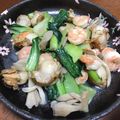 イヌチン's cooksnap of when they made ベビーホタテと海老のチンゲン菜炒め.