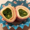 おもちboo's cooksnap of when they made レンジで簡単＊おくらのハムチーズ巻き.