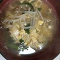 nobu＊hisa's cooksnap of when they made 雑な男料理：もやしと卵のピリ辛スープ！！.