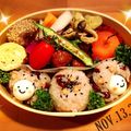 イシポン's cooksnap of when they made 赤飯で＊キャラ弁おにぎり.