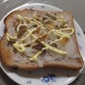 よちりん's cooksnap of when they made ❁スライスオニオンと福神漬けのトースト❁.