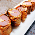 inyako's cooksnap of when they made おさかなソーセージ油揚げチーズ巻き.