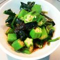 ひなたのねこやなぎ's cooksnap of when they made 金時草とオクラの酢の物.
