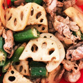 kikilala♪'s cooksnap of when they made ☆豚と蓮根とオクラのスタミナ炒め☆.