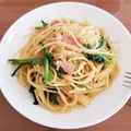 ーYUKIー's cooksnap of when they made ベーコンと春菊の和パスタ.