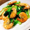 ちゃちゃまる26's cooksnap of when they made 小松菜と海老のガーリックバター炒め.