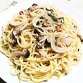 KUMI KUMI's cooksnap of when they made 一人暮らしのランチ簡単大葉とツナのパスタ.