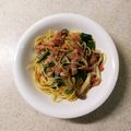 linhua's cooksnap of when they made ほうれん草とベーコンのバター醤油パスタ.