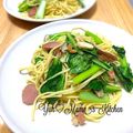 YUH♡ママ's cooksnap of when they made 小松菜とベーコンで塩焼きそば.