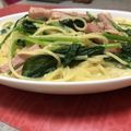 れーかれーい's cooksnap of when they made ほうれん草とベーコンのクリームパスタ.