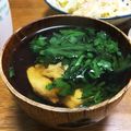 YUKIKI☆'s cooksnap of when they made 鶏肉と春菊のすまし汁.
