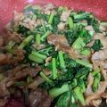 あびﾁｬﾝ's cooksnap of when they made 大根の葉と豚肉のニンニク醤油炒め.