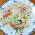 ☆かつもも☆'s cooksnap of when they made 春色パスタ えび 菜の花 クリーム.