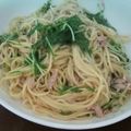 ８６６６６'s cooksnap of when they made 昆布茶が決めて♪水菜とツナのパスタ.