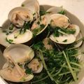まいうぅ's cooksnap of when they made ハマグリの酒蒸し 水菜添え.