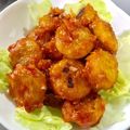 カクレポロジリ's cooksnap of when they made フンワリでもっちり☆さつま芋のエビチリ風.