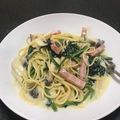 クックC8DMD8☆'s cooksnap of when they made ベーコンとほうれん草のクリームパスタ.