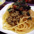 mihiGT's cooksnap of when they made 納豆キムチ明太子パスタ.