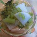 はにーくろーばー's cooksnap of when they made かぶとハムのお手軽スープ.