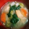 ムーミン☆ママ's cooksnap of when they made 簡単！春菊とお揚げのお味噌汁.
