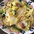 sumire's cooksnap of when they made 和風☆白菜＆ベーコンと菜の花のパスタ.