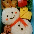 oninopantu's cooksnap of when they made キャラ弁☆ 雪だるま弁当.