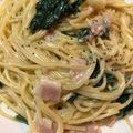 モーーさん's cooksnap of when they made ほうれん草とベーコンのクリームパスタ.
