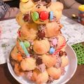 むちん質's cooksnap of when they made 簡単！シュークリームタワーお誕生日ケーキ.