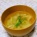 クックI7I5L1☆'s cooksnap of when they made ＊アスパラと油揚げのお味噌汁＊.