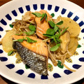 きなこふに's cooksnap of when they made 鮭とエリンギの北海道風炒め.
