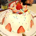 sugar1022's cooksnap of when they made ドームケーキ　ストロベリーホワイト.