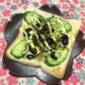 ぽぽきゅ's cooksnap of when they made 胡瓜×黒オリーブ×塩昆布の和トースト.