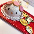 ☆＊luce＊☆'s cooksnap of when they made アンパンマンキティの立体キャラケーキ♡.
