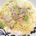 Kaon．'s cooksnap of when they made 春キャベツとベーコンのクリームパスタ.