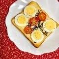 ふたごゆき's cooksnap of when they made ❁ゆで卵とミニトマトと塩昆布のトースト❁.
