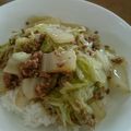 よし33☆'s cooksnap of when they made 簡単★白菜と挽き肉の丼.
