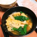 チコリママ's cooksnap of when they made ほうれん草とエノキとあげのあごだし味噌汁.